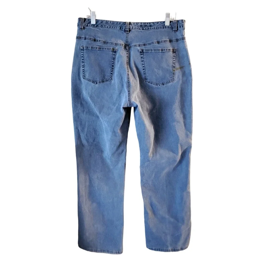 Faconnable Light Wash Denim Stretch High Rise Jeans Sz 14 or 34 X 29